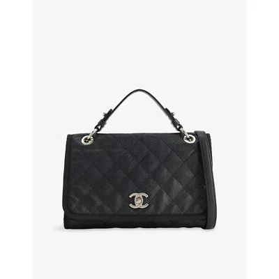 Reselfridges Womens Pre-loved Chanel Top-handle Flap Leather Handbag Black