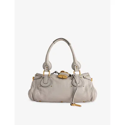 Reselfridges Womens Pre-loved Chloé Paddington Leather Handbag Light Grey