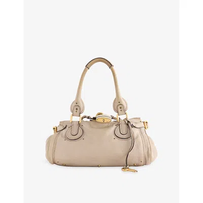 Reselfridges Womens Pre-loved Chloe Paddington Leather Shoulder Bag Beige