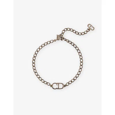 Reselfridges Womens Pre-loved Dior Brass Cd Logo Bracelet Silver