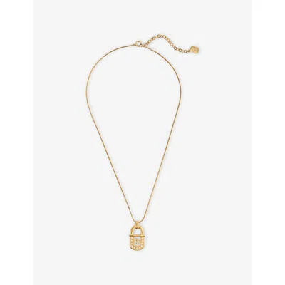 Reselfridges Womens Pre-loved Dior Strass Padlock Gold Plated Metal Pendant Necklace