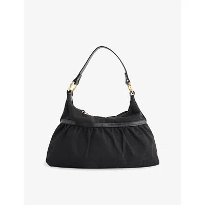 Reselfridges Womens Pre-loved Fendi Chef Canvas Shoulder Bag Black