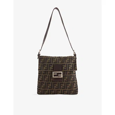 Reselfridges Womens Pre-loved Fendi Zucca Canvas Shoulder Bag Brown