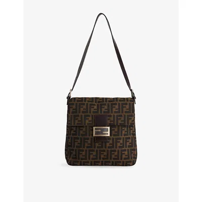 Reselfridges Womens Pre-loved Fendi Zucca Canvas Shoulder Bag Brown