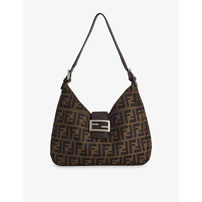 Reselfridges Womens Pre-loved Fendi Zucca Canvas Shoulder Bag Brown