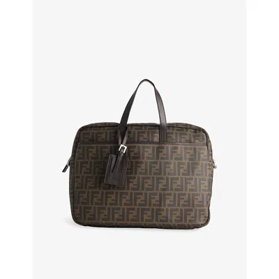 Reselfridges Womens Pre-loved Fendi Zucca Coated-canvas Business Bag Brown