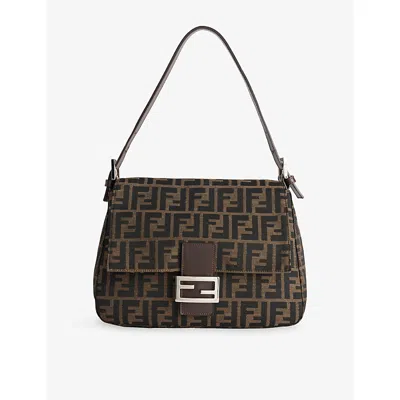Reselfridges Womens Pre-loved Fendi Zucca Mamma Forever Canvas Shoulder Bag Brown