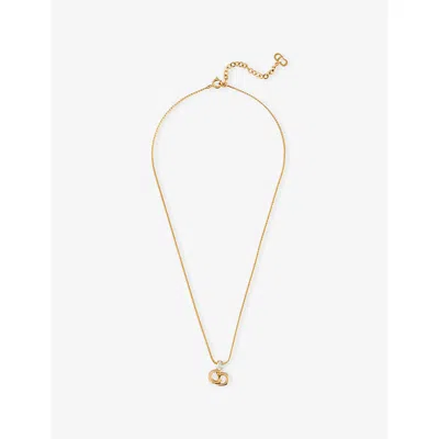 Reselfridges Womens Pre-loved Gold-plated Enamel Strass Cd Logo Pendant Necklace
