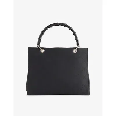 Reselfridges Womens Pre-loved Gucci Bamboo Nylon Top-handle Bag Black