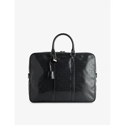Reselfridges Womens Pre-loved Gucci Coated-canvas Business Bag Black