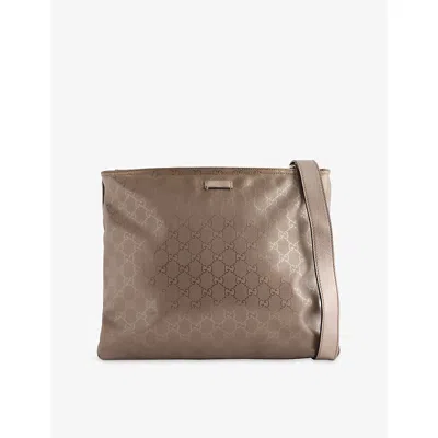 Reselfridges Womens Pre-loved Gucci Gg Imprime Canvas Cross-body Bag Light Gold