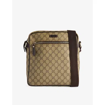 Reselfridges Womens Pre-loved Gucci Gg Supreme Coated-canvas Crossbody Bag Beige