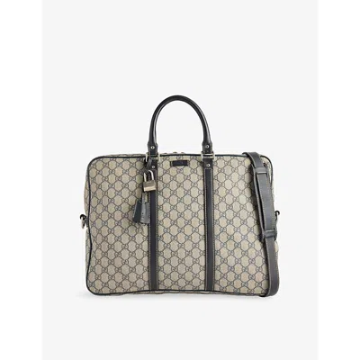 Reselfridges Womens Pre-loved Gucci Leather Business Bag Beige