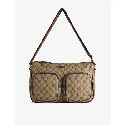 Reselfridges Womens Pre-loved Gucci Pocket Coated-canvas Crossbody Bag Beige