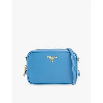 Reselfridges Womens Pre-loved Prada Lux Saffiano Leather Camera Bag Blue