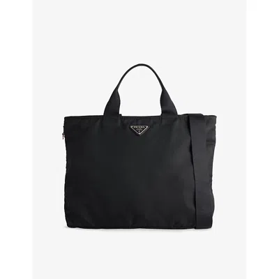 Reselfridges Womens Pre-loved Prada Tessuto Nylon Satchel Bag Black