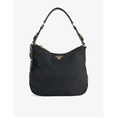 Reselfridges Womens Pre-loved Prada Tessuto Nylon Shoulder Bag Black