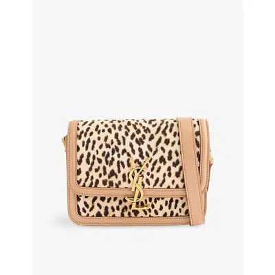 Reselfridges Womens Pre-loved Ysl Calf Hair Leopard Leather Bag Beige