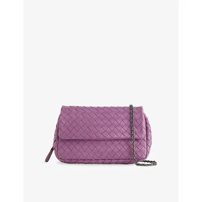 Reselfridges Womens Purple Pre-loved Bottega Veneta Mini Nappa Intrecciato Expandable Leather Crossbody Bag