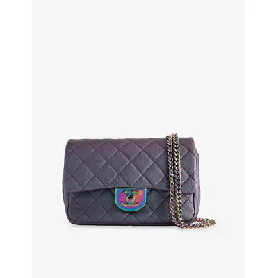 Reselfridges Womens Purple Pre-loved Chanel Small Iridescent Rainbow Hardware Leather Crossbody Bag