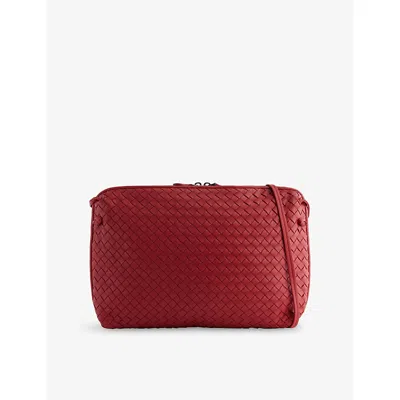 Reselfridges Womens Red Pre-loved Bottega Veneta Large Intrecciato Nodini Leather Crossbody Bag