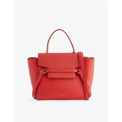 Reselfridges Womens Red Pre-loved Celine Nano Grained Leather Crossbody Bag