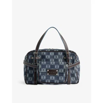 Reselfridges Womens  Loewe Double Pouch Leather Crossbody Bag In Blue
