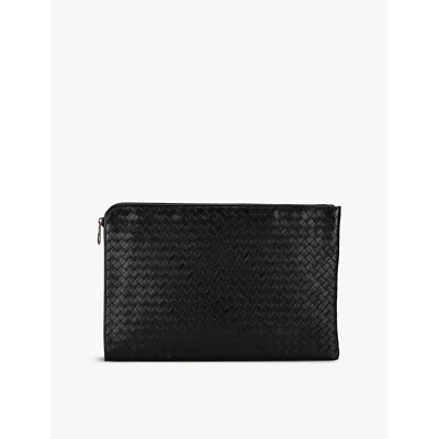 Reselfridges Womens  Pre-loved Bottega Veneta Intrecciato Leather Clutch Bag In Black