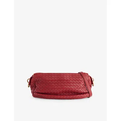 Reselfridges Womens  Pre-loved Bottega Veneta Nappa Intrecciato Leather Cross-body Bag In Red