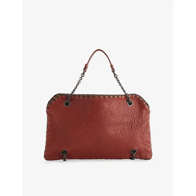 Reselfridges Womens  Pre-loved Bottega Whipstitch Duo Leather Shoulder Bag In Red