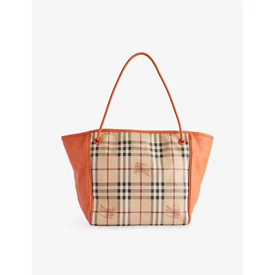 Reselfridges Womens  Pre-loved Burberry Canterbury Small Haymarket Check Coated-canvas Tote Bag In Brown