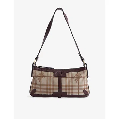 Reselfridges Womens  Pre-loved Burberry Haymarket Check Canvas Shoulder Bag In Brown