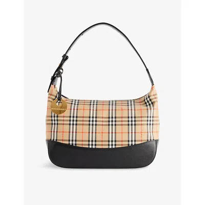 Reselfridges Womens  Pre-loved Burberry Haymarket Check Canvas Shoulder Bag In Sand