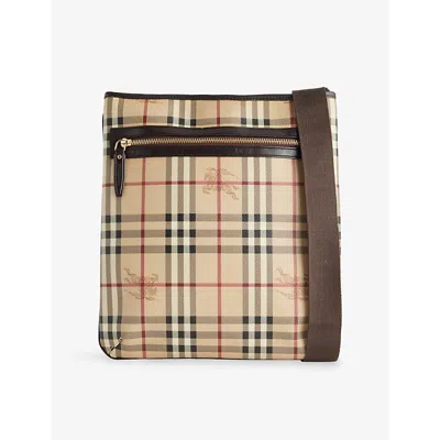 Reselfridges Womens  Pre-loved Burberry Haymarket Check Coated Canvas Crossbody In Brown