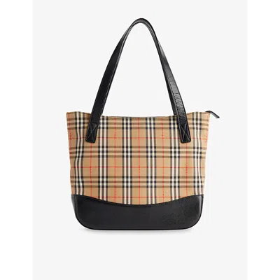 Reselfridges Womens  Pre-loved Burberry Haymarket Checked Canvas Tote Bag In Brown