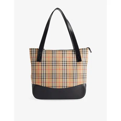 Reselfridges Womens  Pre-loved Burberry Haymarket Checked Canvas Tote Bag In Brown