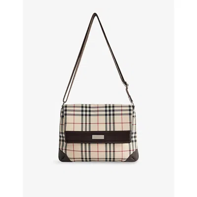 Reselfridges Womens  Pre-loved Burberry House Check Canvas Crossbody Bag In Brown