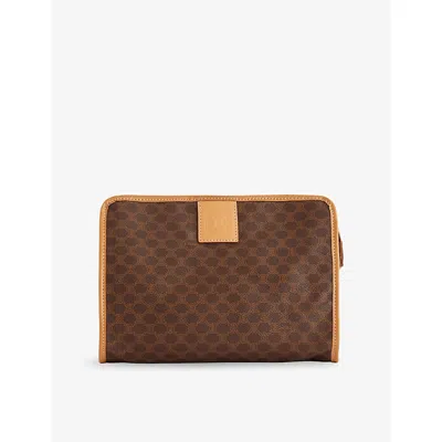 Reselfridges Womens  Pre-loved Celine Macadam Coated Canvas Clutch In Brown