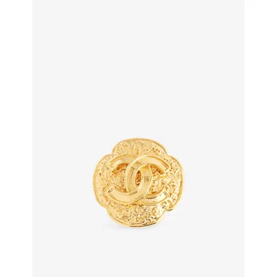 Reselfridges Womens  Pre-loved Chanel Cc Flower Gold-plated Metal Brooch
