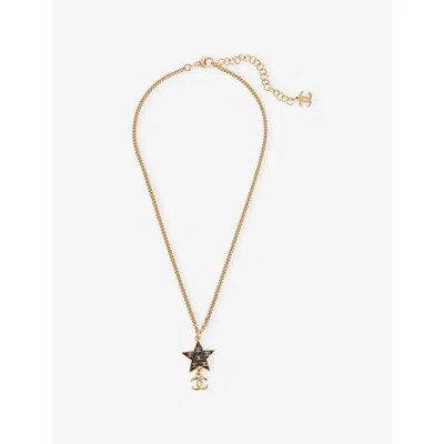 Reselfridges Womens  Pre-loved Chanel Gold-plated Glitter Enamel Cc Star Pendant Necklace