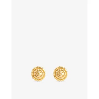 Reselfridges Womens  Pre-loved Chanel Gold Round Metal Stud Earrings