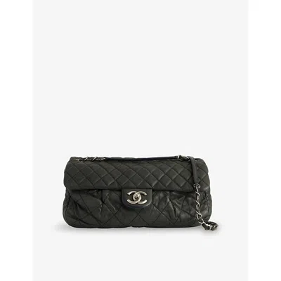 Reselfridges Womens  Pre-loved Chanel Large Iridescent Quilted Calfskin Coco Pleats Leather Shoulder  In Black