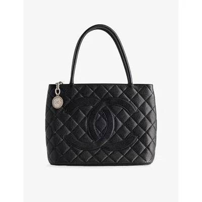 Reselfridges Womens  Pre-loved Chanel Medallion Caviar Leather Tote Bag In Black