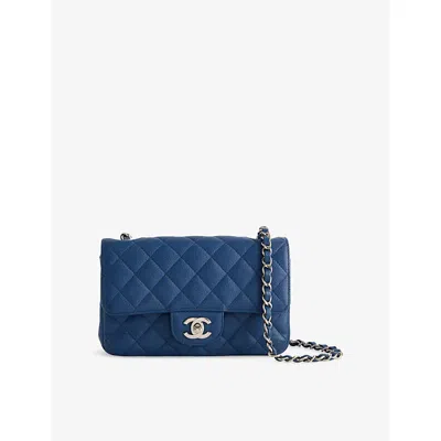 Reselfridges Womens  Pre-loved Chanel Mini Flap Leather Shoulder Bag In Blue