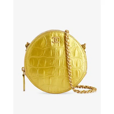 Reselfridges Womens  Pre-loved Chanel Round Croc-embossed Leather Cross-body Bag In Gold