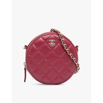 Reselfridges Womens Red Pre-loved Chanel Round Pearl-embellished Lamb-leather Cross-body Bag