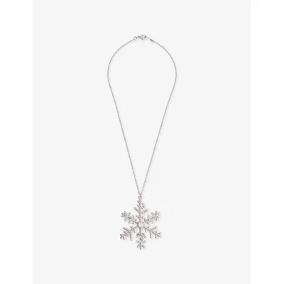 Reselfridges Womens  Pre-loved Chanel Silver Plated Cc Rhinestone Snowflake Pendant Necklace