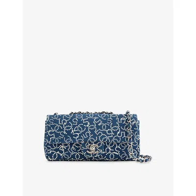 Reselfridges Womens  Pre-loved Chanel Small Printed Canvas Cc No. 5 Flap Canvas Shoulder Bag In Blue