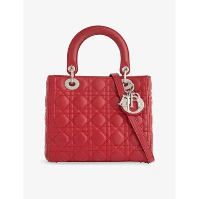 Reselfridges Womens  Pre-loved Christian Dior Lady Dior Leather Top-handle Bag In Red