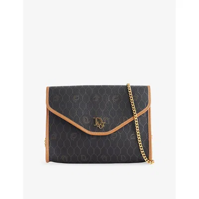 Reselfridges Womens  Pre-loved Dior Honeycomb Chain Coated-canvas Cross-body Bag In Black